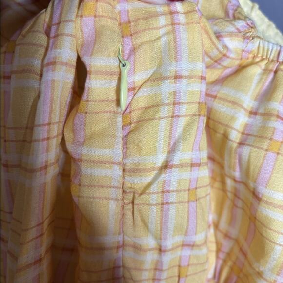 Charlie Holiday Yellow Plaid Long Sleeve Dress Ruffle Detail Size 6 - Picture 7 of 8